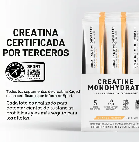 Vista 4 de Kaged Monohidrato de creatina + tecnología de absorción máxima 25