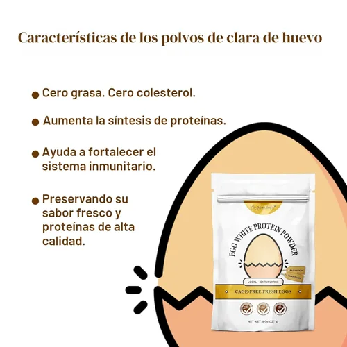 Vista 3 de Orgnisulmte Polvo de proteína de clara de huevo 8 Oz, claras de huevo pasteurizadas y secas, sin gluten, sin transgénicos, sin sabor, de gallinas