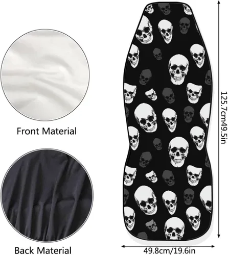 Vista 5 de UNICEU Juego de 2 fundas de cojín para asiento de automóvil, diseño de calavera gótica negra, lavable, accesorios interiores antideslizantes