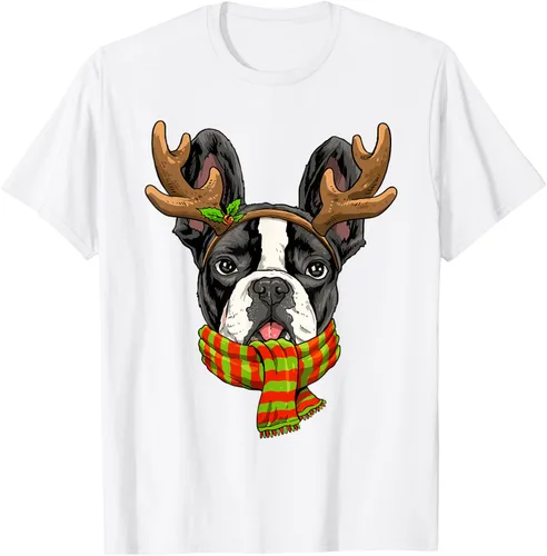 Vista 21 de Camiseta de Navidad para perro Bulldog Francés, Negro, S