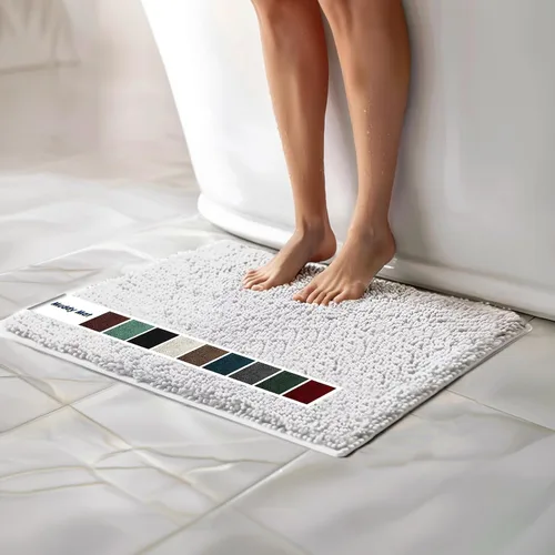 Vista 29 de Muddy Mat Alfombras de Baño de Chenilla de Microfibra de Secado Rápido Antideslizantes Lavables, Extra Gruesas, Suaves y Altamente Absorbentes Gris
