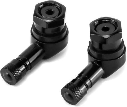 Vista 2 de QWORK Vástagos de válvula de neumático de motocicleta CNC, paquete de 2 vástagos de aire de válvula de aluminio de 90 grados y aleación de aluminio