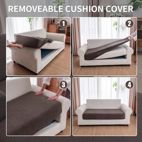 Vista 7 de QIANMEW Fundas para Sofá, Fundas de Sofá Mágicas Suaves y Cómodas, Lavables, Elásticas y Resistentes para Asientos Seccionales y en Forma de L