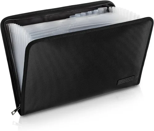 Vista 11 de Carpeta de archivos expansible, organizador de documentos importante, bolsa de documentos ignífuga e impermeable con tamaño A4, 3 bolsillos, cierre