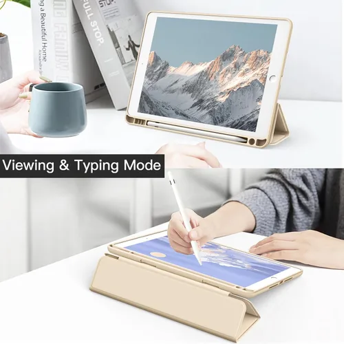 Vista 7 de JETech Funda para iPad de 10.2 pulgadas (9ª/8ª/7ª generación, 2021/2020/2019) con soporte para lápices, carcasa trasera transparente, soporte