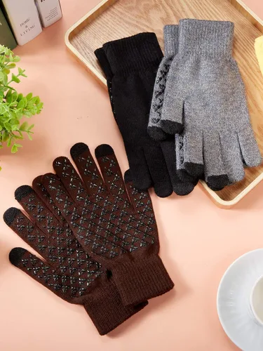 Vista 7 de SATINIOR 4 pares de guantes de invierno para pantalla táctil, guantes cálidos para mensajes de texto, guantes elásticos antideslizantes para adultos