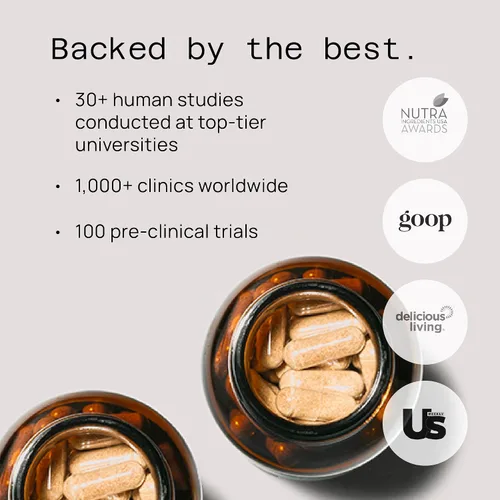 Vista 7 de Quality of Life Con extracto de hongo Kinoko Platinum AHCC y oligodermo con extracto de lichi de oligonol, paquete de apoyo inmunológico