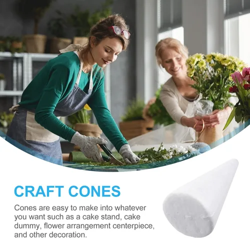 Vista 6 de GANAZONO 12 piezas de cono de espuma de Navidad para DIY de Navidad, cono de espuma de polietileno para colgar pendientes de árbol de Navidad