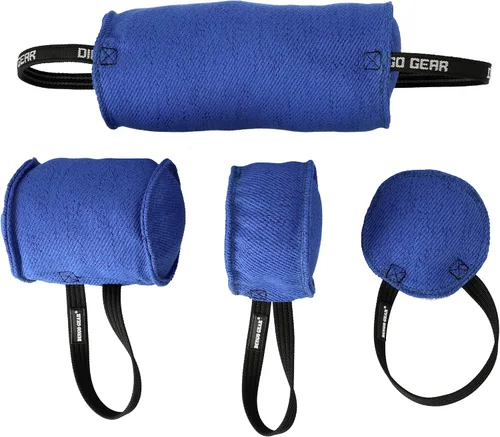 Vista 9 de Juguete de remolcador para perro fuerte, entrenamiento de mordida, IGP, diversión, lino francés, color azul caramelo Berta Dingo Gear S00097