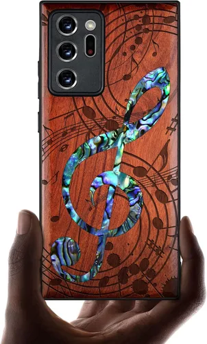 Vista 9 de Carveit Funda de madera de diseñador para Samsung Galaxy Note20 Ultra (grabado de madera e incrustaciones de carcasa) compatible con cargadores