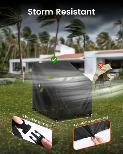 Vista 6 de FORSPARK - Funda para silla de patio – Funda impermeable y resistente a los rayos UV para muebles de exterior de mimbre, mecedoras y sillas