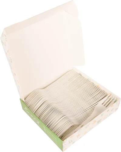 Vista 6 de Tenedores desechables CPLA 100% compostables (paquete de 100). Juego de cubiertos no plásticos. Cubiertos ecológicos, cubiertos blancos, utensilios