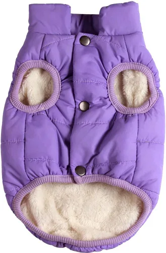 Vista 10 de JoyDaog Chaqueta cálida con forro polar de 2 capas para cachorros en invierno y clima frío, abrigo suave y resistente al viento para perros Azul