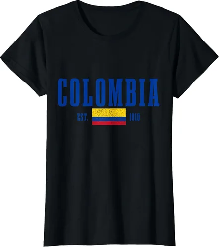 Vista 39 de Colombia Est. 1810 - Camiseta de Colombia Vintage, Negro, S