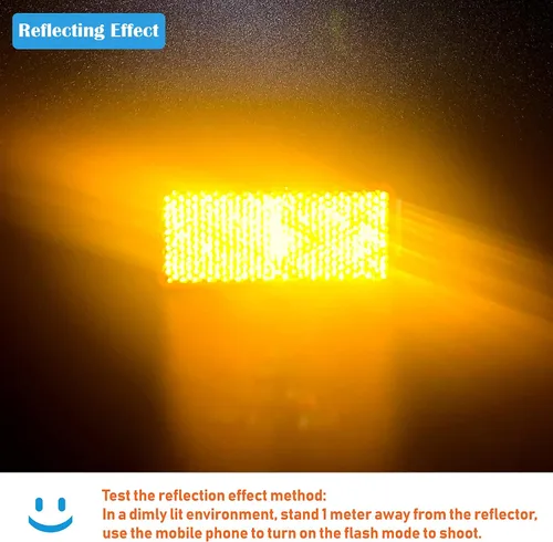 Vista 2 de E-Mark DOT 4A CCC 2 piezas de reflector rectangular autoadhesivo adhesivo para remolque, entrada de correo, buzón (ámbar)