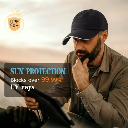 Vista 6 de Gorra de béisbol de golf impermeable para hombre, resistente al viento, transpirable, UPF50+, gorras para exteriores, gorra deportiva ajustable