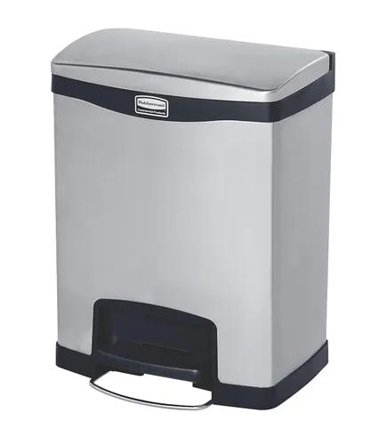 Vista 17 de Papelera acero inoxidable con pedal Rubbermaid Commercial Slim Jim, Negro (Black Trim), 1