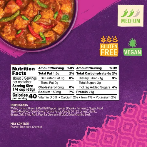 Vista 2 de Patak's Jalfrezi Salsa a fuego lento – Salsa de curry a base de tomate con pimiento verde y rojo, especias – Salsa india suave sin gluten y vegana