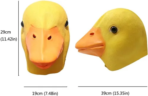 Vista 3 de PartyHop - Máscara de pato amarillo - Máscara de látex de Halloween de cabeza completa