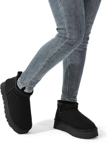 Vista 6 de DREAM PAIRS Botas de nieve para mujer, botas de invierno con plataforma y forro de piel sintética