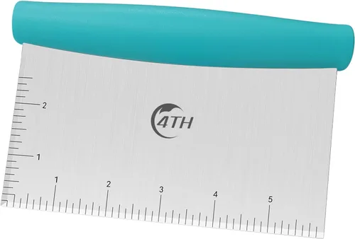 Vista 10 de Rascador y picador de banco de masa de acero inoxidable, cortador de pastelería para cocina (1 paquete, negro)