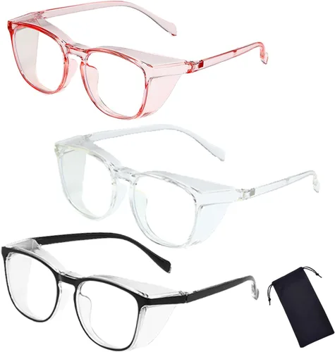 Vista 17 de Gafas de seguridad para hombres y mujeres, gafas de seguridad antivaho cómodas, bloqueo de luz azul, protección UV, enfermeras adultas