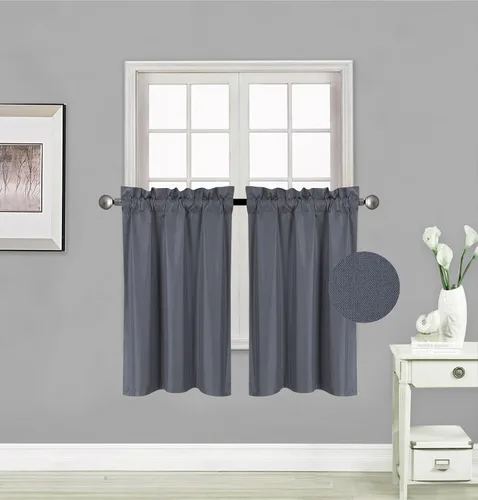 Vista 8 de Elegant Home - Cortina de 2 paneles para ventanas, aislante, panel corto, 28 pulgadas de ancho x 36 pulgadas de largo, cada una para cocina, baño