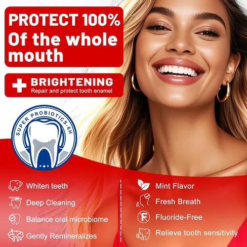 Vista 4 de Woadee SP-6 Hydroxyapatites Pasta de dientes, SP-6 Pasta dental blanqueadora probiótica, 6 probióticos+fórmula de hidroxiapatitas para blanquear