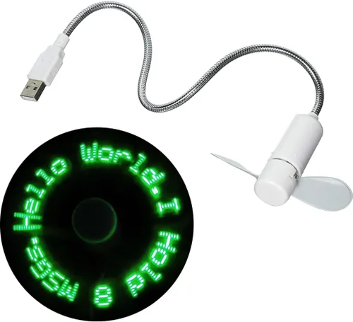 Vista 10 de PowerTRC Ventilador de mensajes programable LED con dibujo personalizado, alimentado por USB (LED azul)