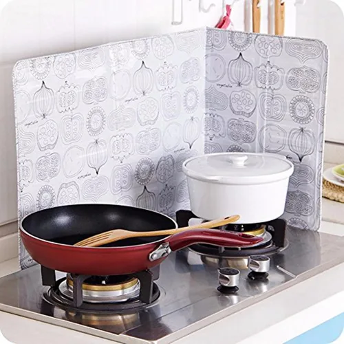 Vista 2 de Protector contra salpicaduras de 3 lados, pantalla plegable contra salpicaduras de aceite de cocina, protector de aceite para cocina, protector