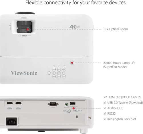 Vista 6 de ViewSonic Proyector PX701-4K UHD, 3200 lúmenes, 240Hz HDR, Auto Keystone