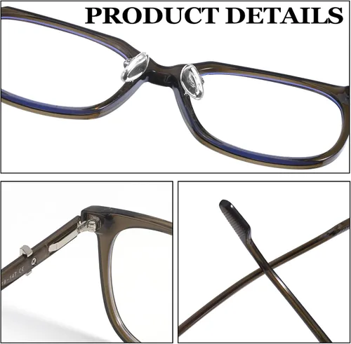 Vista 5 de Chicid Gafas cuadradas de gran tamaño con bloqueo de luz azul para mujeres Marco verde A01/lente transparente