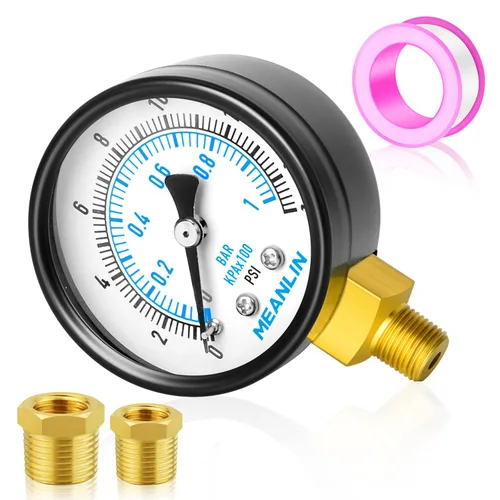 Vista 26 de MEANLIN MEASURE - Manómetro electromecánico de 2" de esfera con cara, NPT de 1/4 de pulgada, para bomba de pozo, con bujes hexagonales NPT de 1/2
