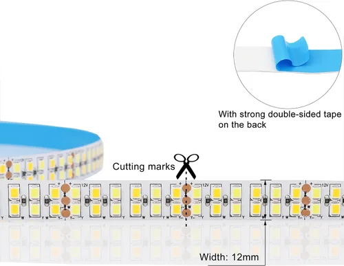 Vista 3 de Tira de luces LED sintonizables de 12 V CC CCT blanco cálido blanco frío 3000K-6500K 1680LEDs 16.4ft SMD 2835 Luces de cinta LED no impermeables