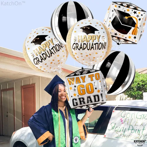 Vista 3 de Decoraciones de graduación 2026 Globos de graduación extra grandes – Paquete de 6, 22 pulgadas Globos de graduación de felicitaciones