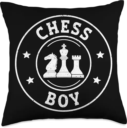 Vista 4 de Chess Retro Vintage Board Game Boy Throw Pillow