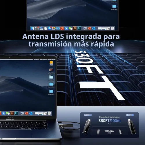 Vista 2 de Transmisor y receptor HDMI inalámbrico 328FT/100M