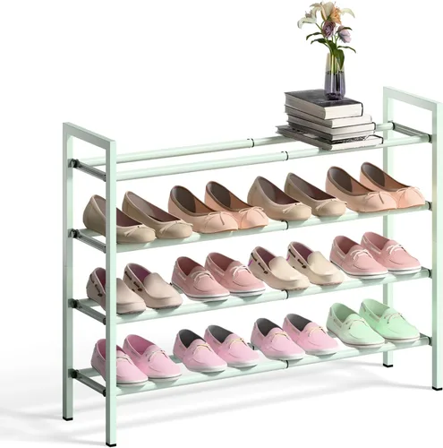 Vista 24 de Bumusty Zapatero expandible de 2 niveles para armario, zapatero ajustable de 18 a 33 pulgadas para espacios pequeños, organizador de zapatos pequeño