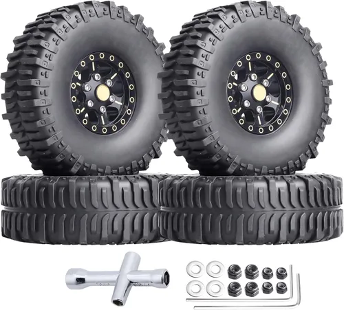 Vista 8 de HobbyPark Ruedas y neumáticos Beadlock de latón 1.0 para Traxxas TRX4M Piezas de actualización Axial SCX24 1/24 RC Crawler Reemplazo (paquete de 4)