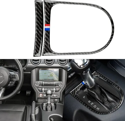Vista 10 de Xotic Tech - Cubierta para panel de cambio de marchas, fibra de carbono suave auténtica, compatible con Ford Mustang 2015-2023 Negro carbón