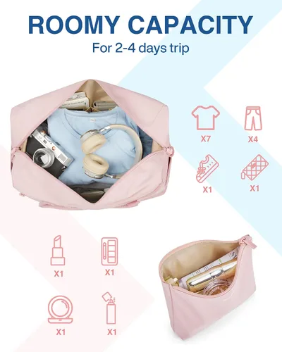 Vista 2 de BAGSMART Bolsa de viaje, rosa-2 piezas, Bolsa de viaje