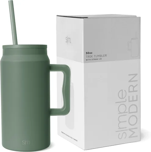 Vista 13 de Simple Modern - Vaso de 1,5 l con asa y tapa con pajita, botella de agua grande de acero inoxidable reutilizable con aislamiento, regalos para Negro