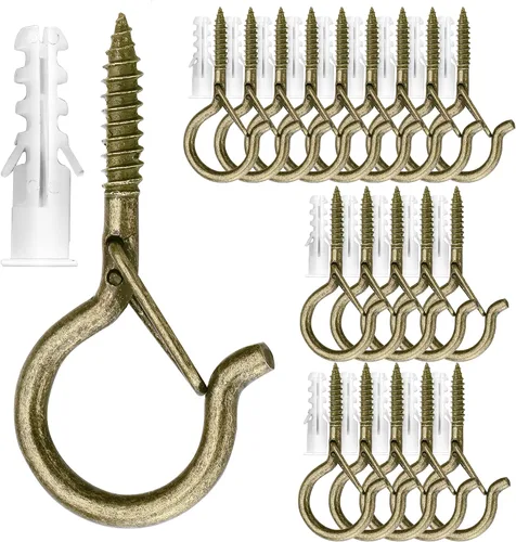 Vista 9 de PlusRoc Paquete de 20 ganchos de tornillo para colgar plantas al aire libre Negro