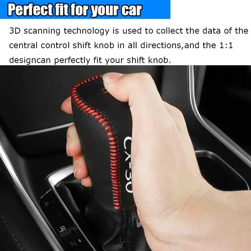 Vista 4 de Accesorios de interior personalizados para Mazda CX-30 2020 2021 2022, funda de palanca de cambios de cuero automático, botas de transmisión, funda