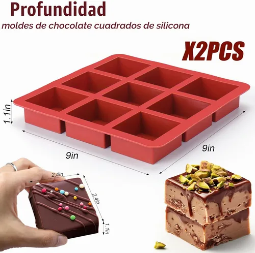 Vista 7 de AIERSA Moldes cuadrados de silicona para chocolate, 2 moldes de barra de chocolate profundo de 1 pulgada para bricolaje de 2.5 x 2.5 x 1 pulgada