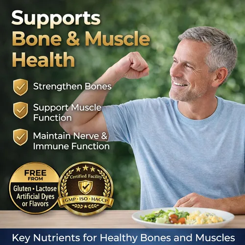 Vista 3 de Calcio, magnesio, zinc y vitamina D3. LUAL Calcio, magnesio y zinc con vitamina D - Suplemento de apoyo óseo y muscular para adultos, suplemento