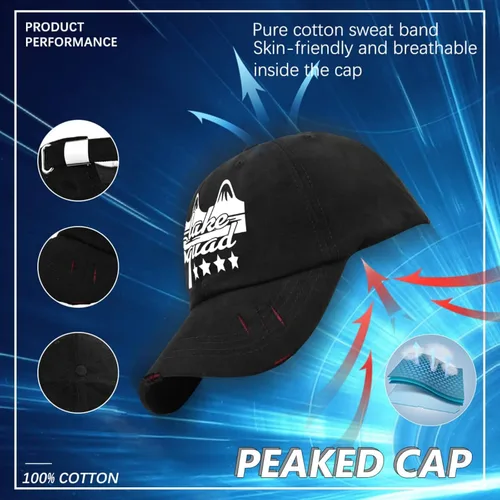 Vista 7 de Lake Squad Hats Camp hat AllBlack Womens hat Gifts for Him Running Cap
