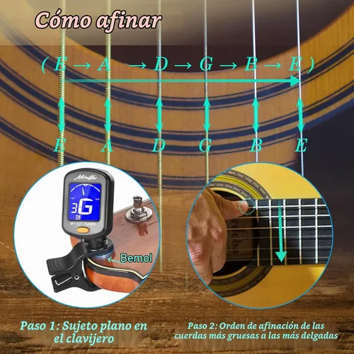 Vista 5 de Púas de guitarra cejilla afinador de guitarra clip para ukelele acústico bajo guitarra clásica