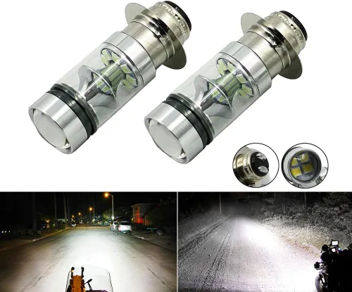 Vista 2 de motoparty Para Kawasaki Bayou 220 300 KFX 400 KLX 250R 300 Lakota Prairie 360 400 100W Blanco de Alta Potencia H6 (2 piezas)