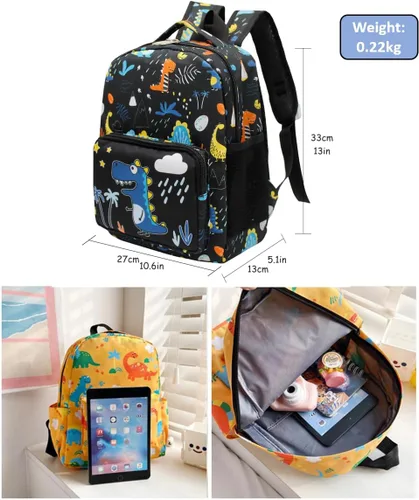 Vista 4 de Mochila de dibujos animados para niños pequeños de 3 a 4 años Dinosaurio Negro